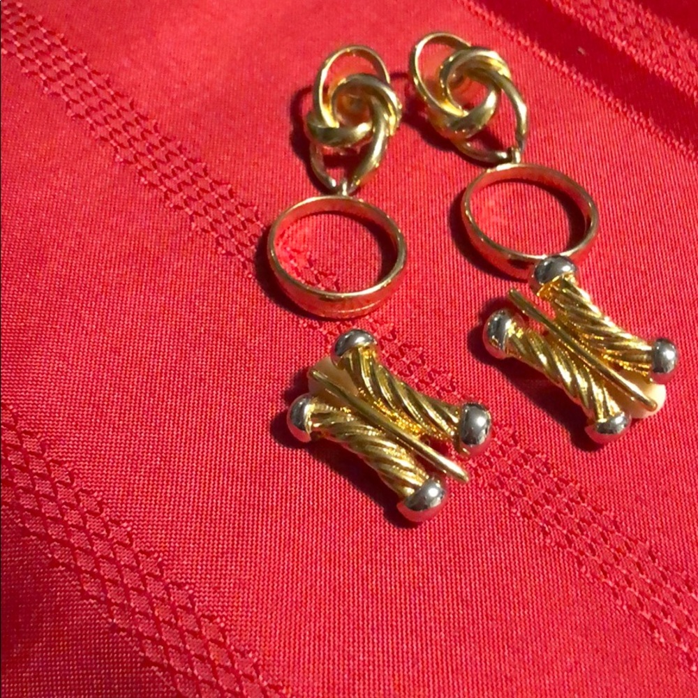 Fashion 2 pairs earrings gold filed